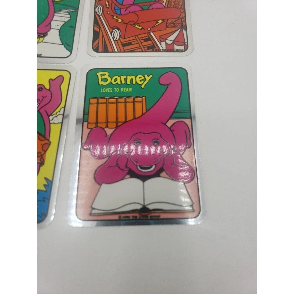 Vintage Stickers Lot of 4 BARNEY FOIL MYLAR Vending Machine Sticker VTG 1992
